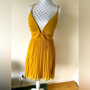 Luxxel low cut corset tie back mustard dress